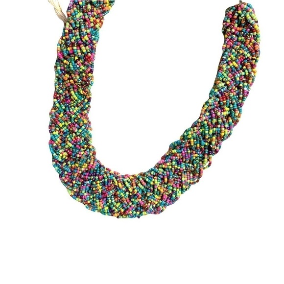 Multicolored Colorful Rainbow Bead Beaded Statement Fashion Necklace - Picture 4 of 14